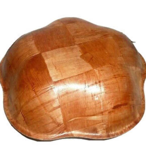 Home Master Two Ornate Vintage Woven Wood Bowl & Circle Tray Set - Picture 2 of 5